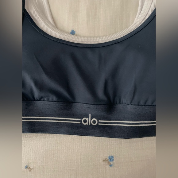 ALO Yoga Navy and White Sports Bra - Picture 3 of 5